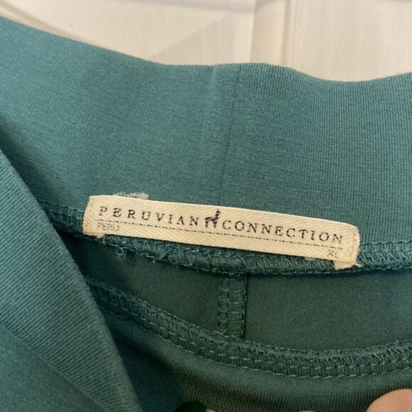 Peruvian Connection Twyla Wide Leg Teal blue flat front crop pant XL - Picture 7 of 11